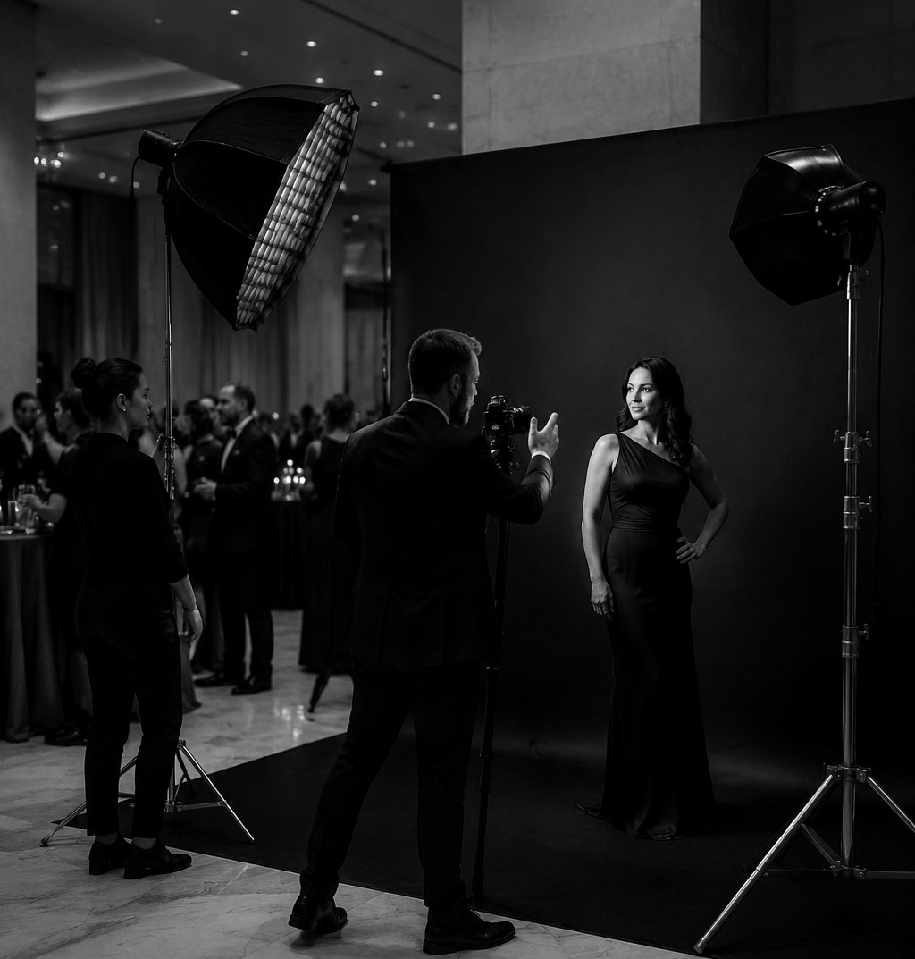 Noir, estudio fotográfico editorial en blanco y negro para eventos, por TramaHub