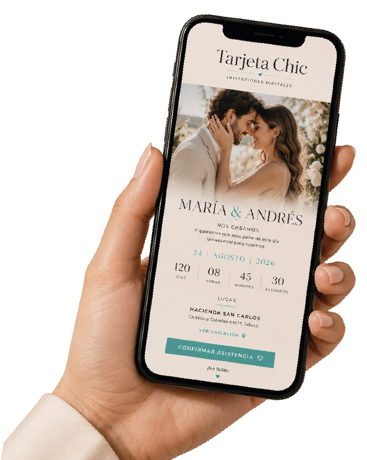 Tarjeta Chic, invitación digital personalizada para eventos, desarrollada por TramaHub